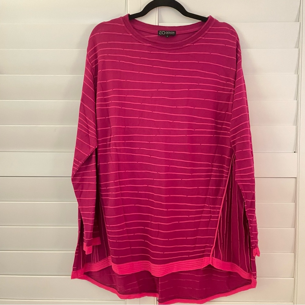 EO Design Handmade Textured Cotton Pullover Hot Pink Size XL